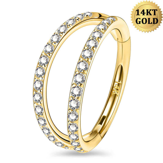 2.5mm Diamond High-set 14K Gold Flat Back Stud Yellow / 14g (1.6mm) 3/16 (5mm) - Quality Jewelry Made in USA