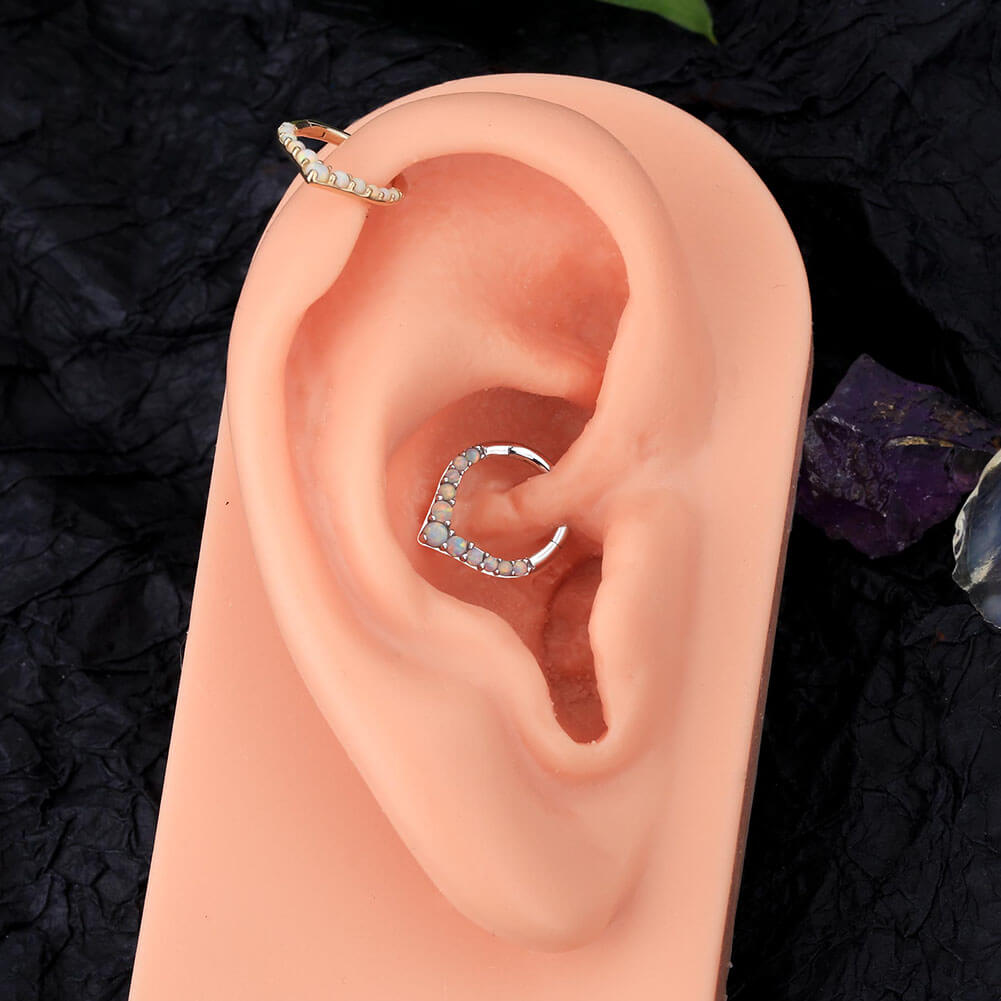 white opal daith earring