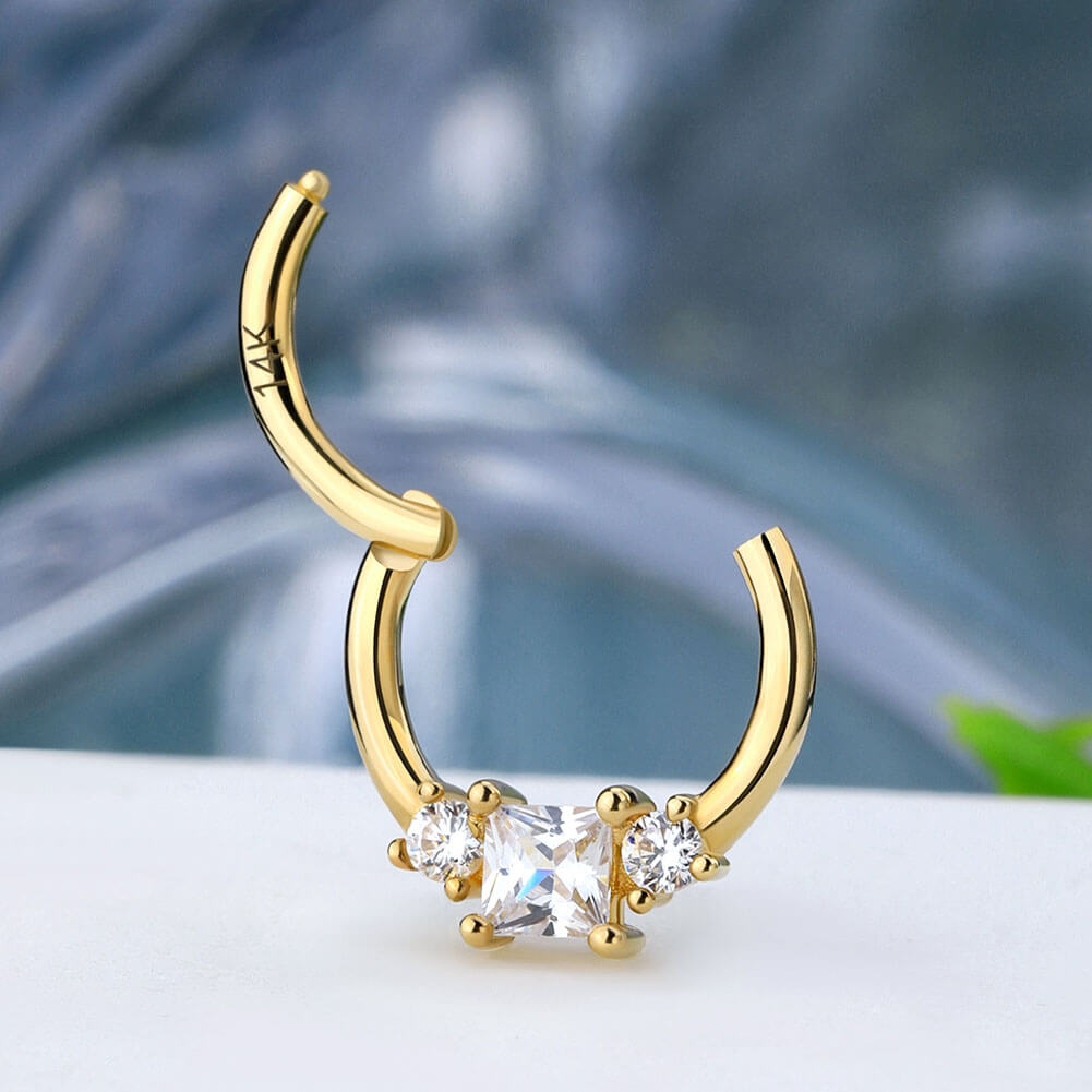 14K real gold septum and daith hoop