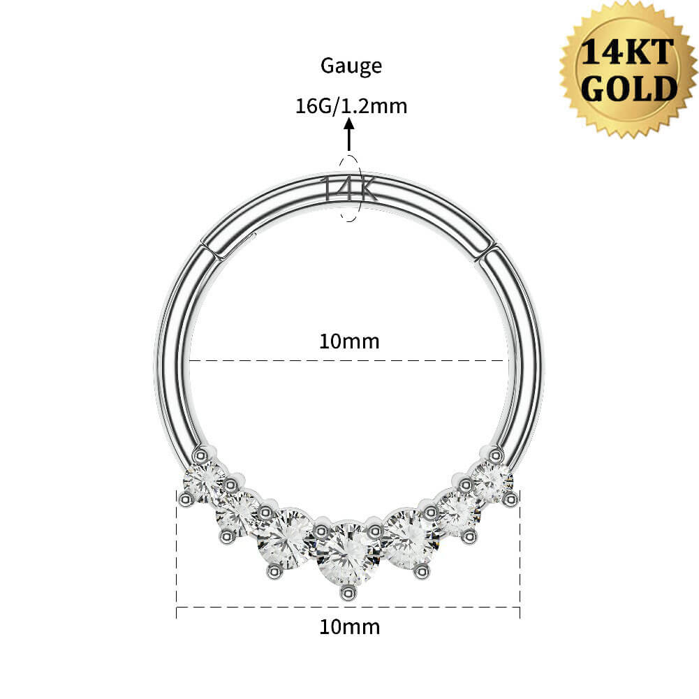 10mm 14k white gold daith jewelry