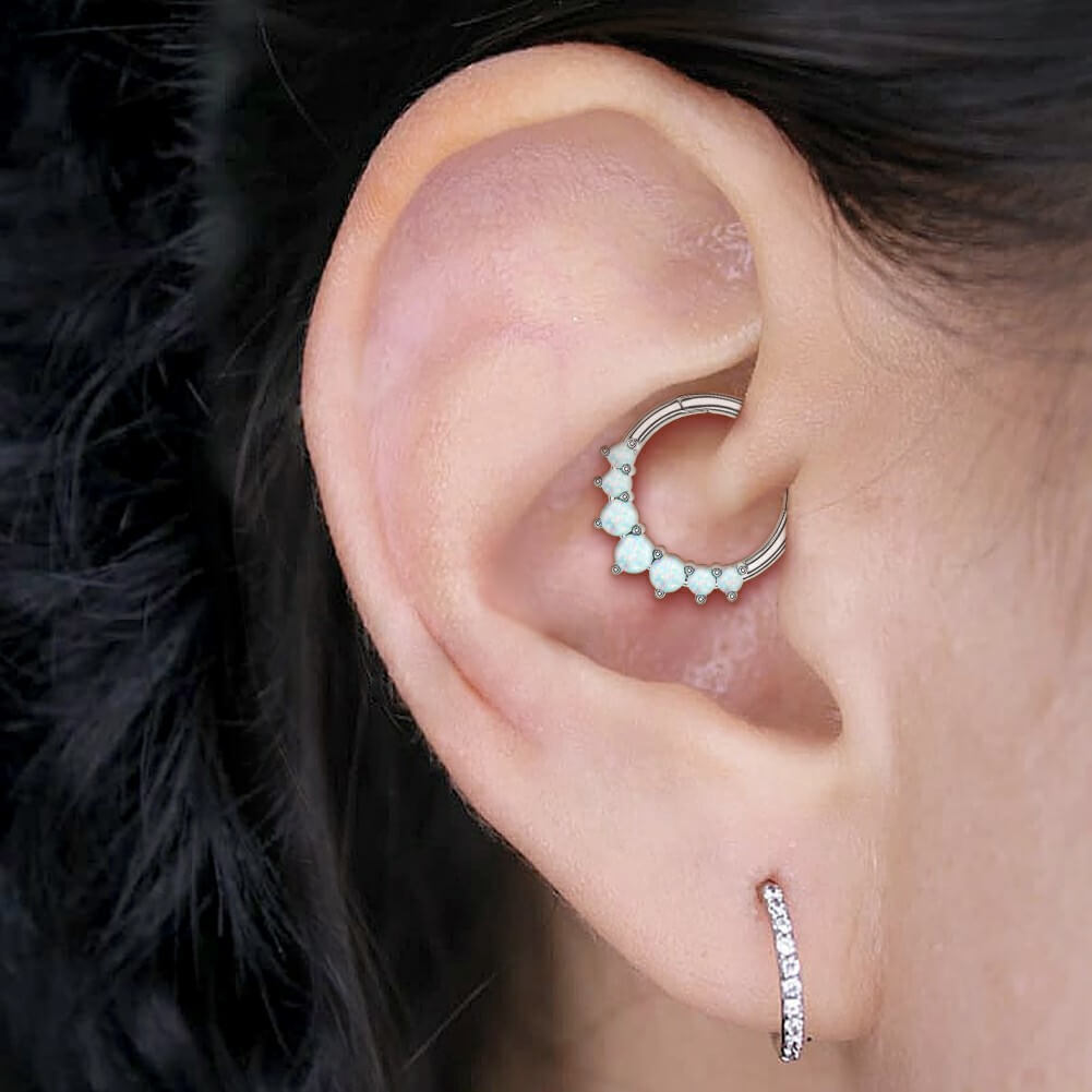white gold opal daith ring