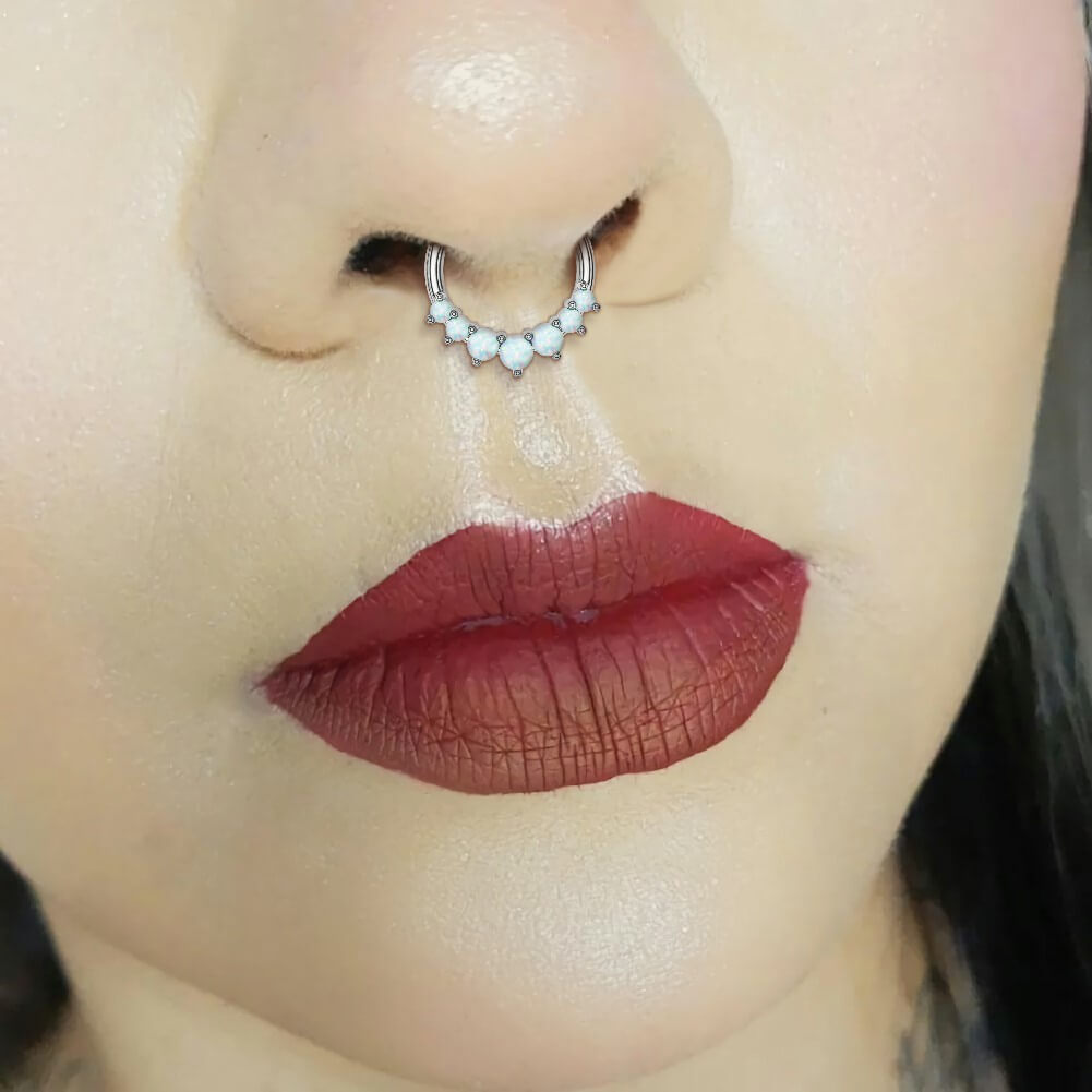 white gold opal septum ring