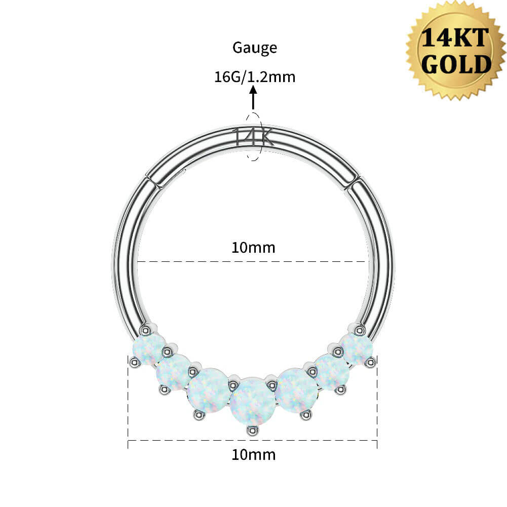 10mm white gold opal septum ring