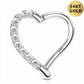 Boucle d'oreille Helix Daith en forme de coeur en or blanc 14K 16G avec CZ