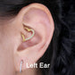 Boucle d'oreille Helix Daith en forme de coeur en or 14K 16G avec CZ