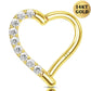 14K Gold 16G Heart Shaped CZ Daith Helix Earring