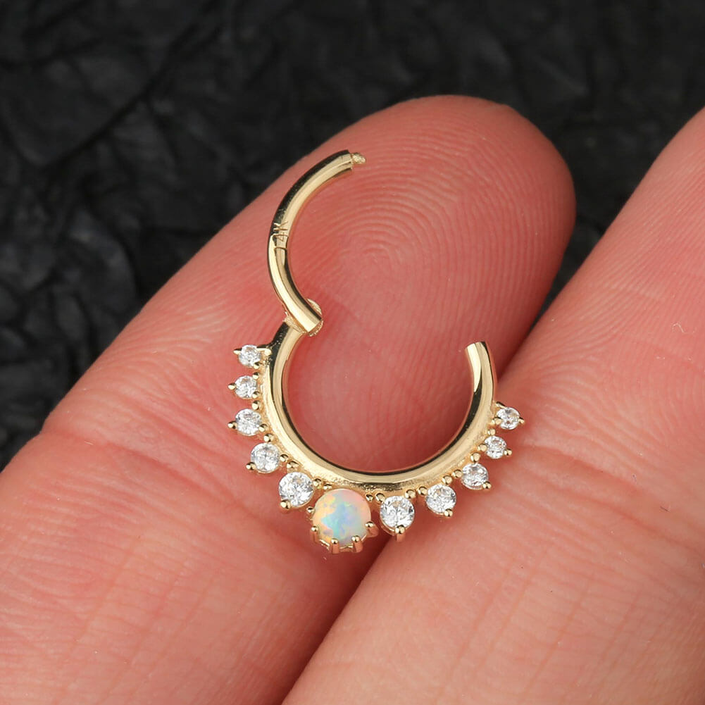 hinged 14k solid gold septum ring
