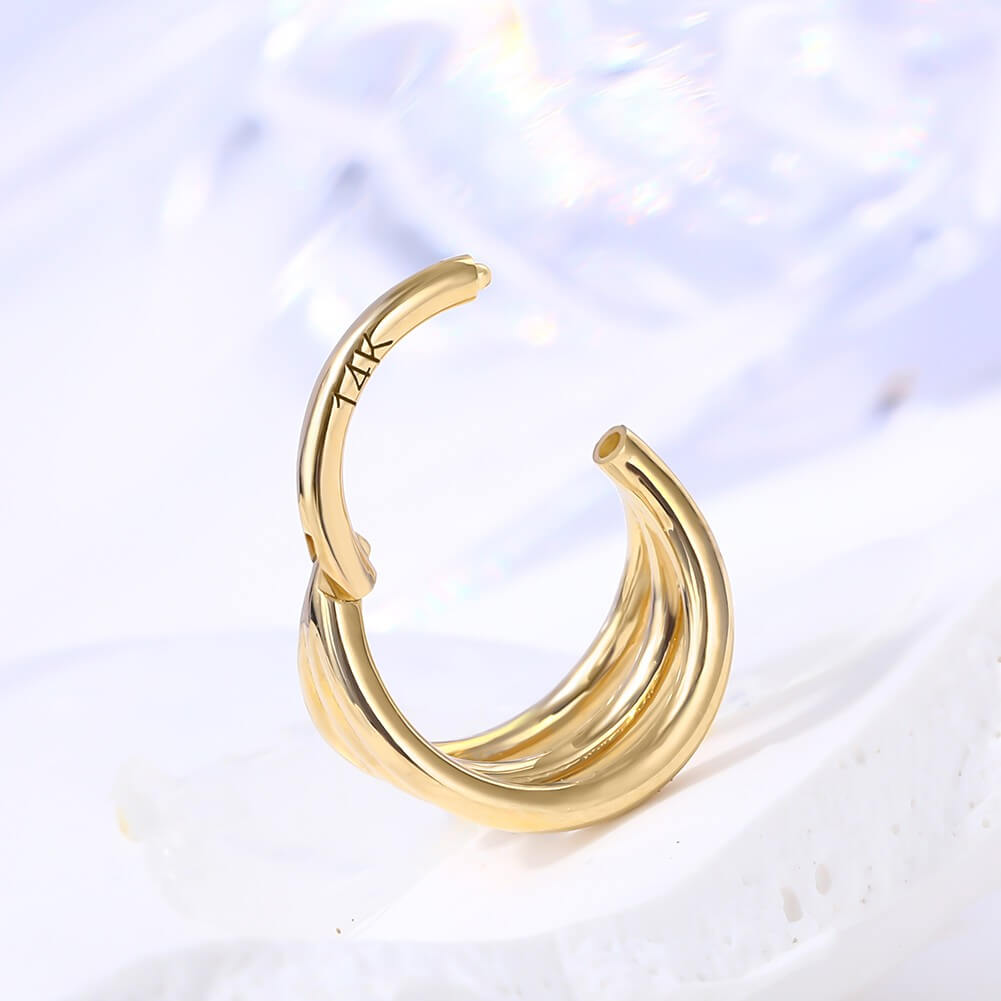 hinged segment 14k gold cartilage hoop