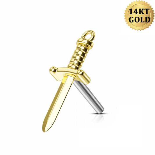 14k gold dagger labret