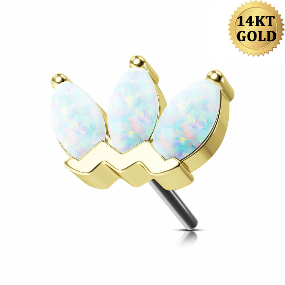 opal flat back push in nose stud top