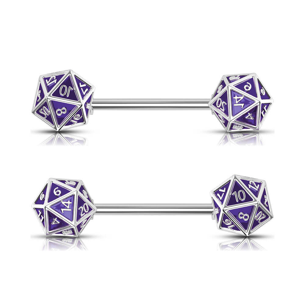 purple dice nipple barbell rings 