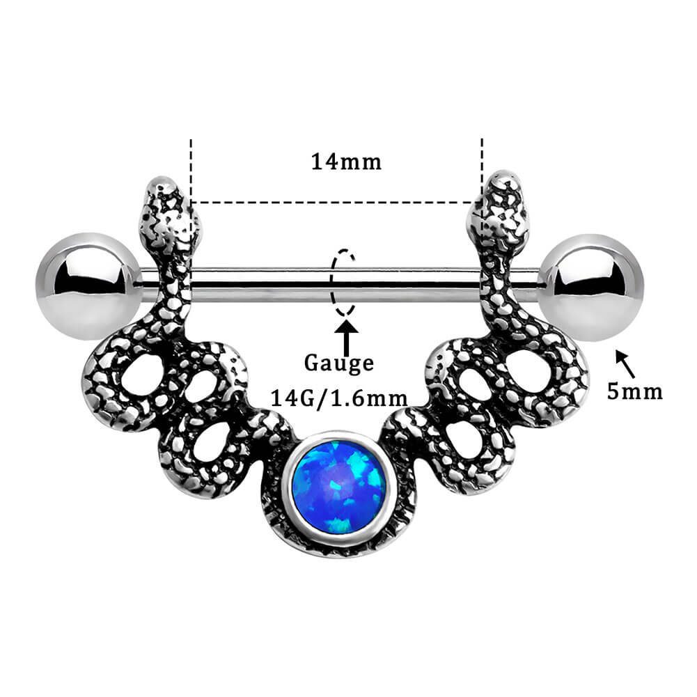 2pcs 14G Snake Opal Nipple Shield/nipple Jewelry/nipple 