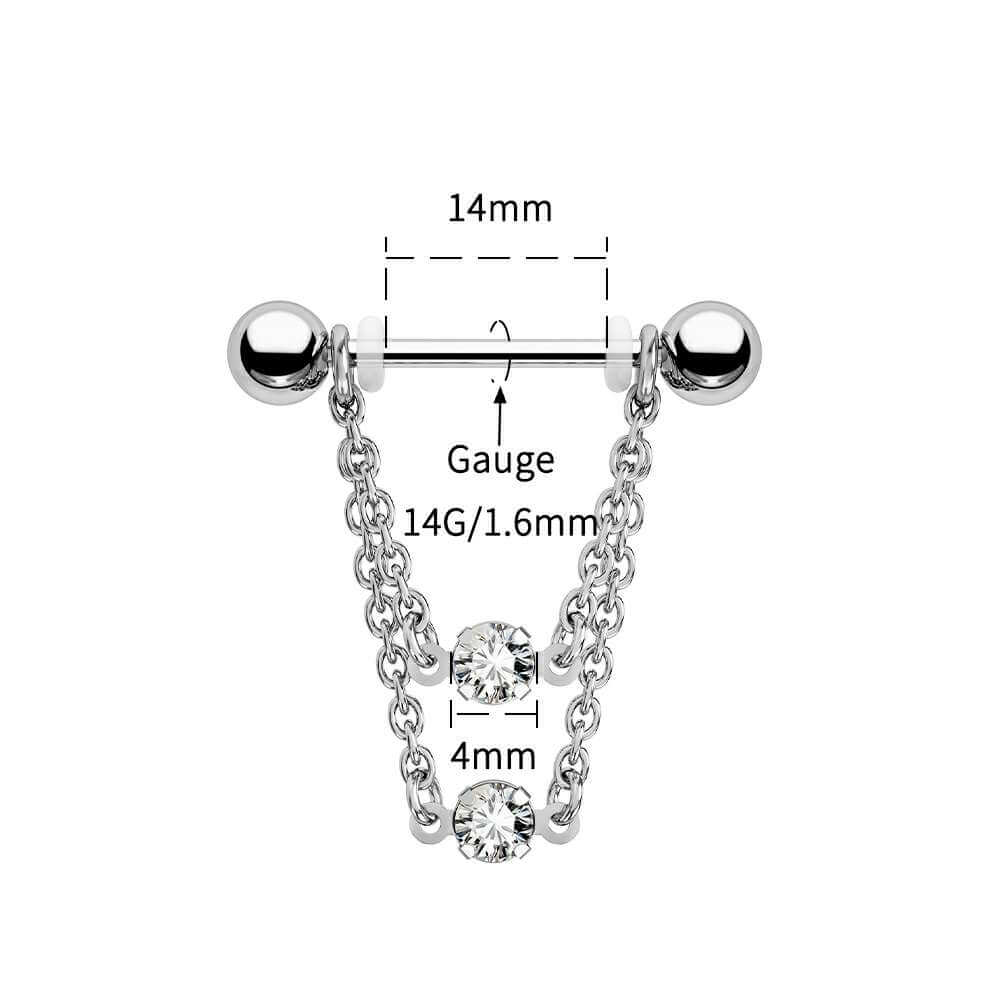 14g nipple piercing chain