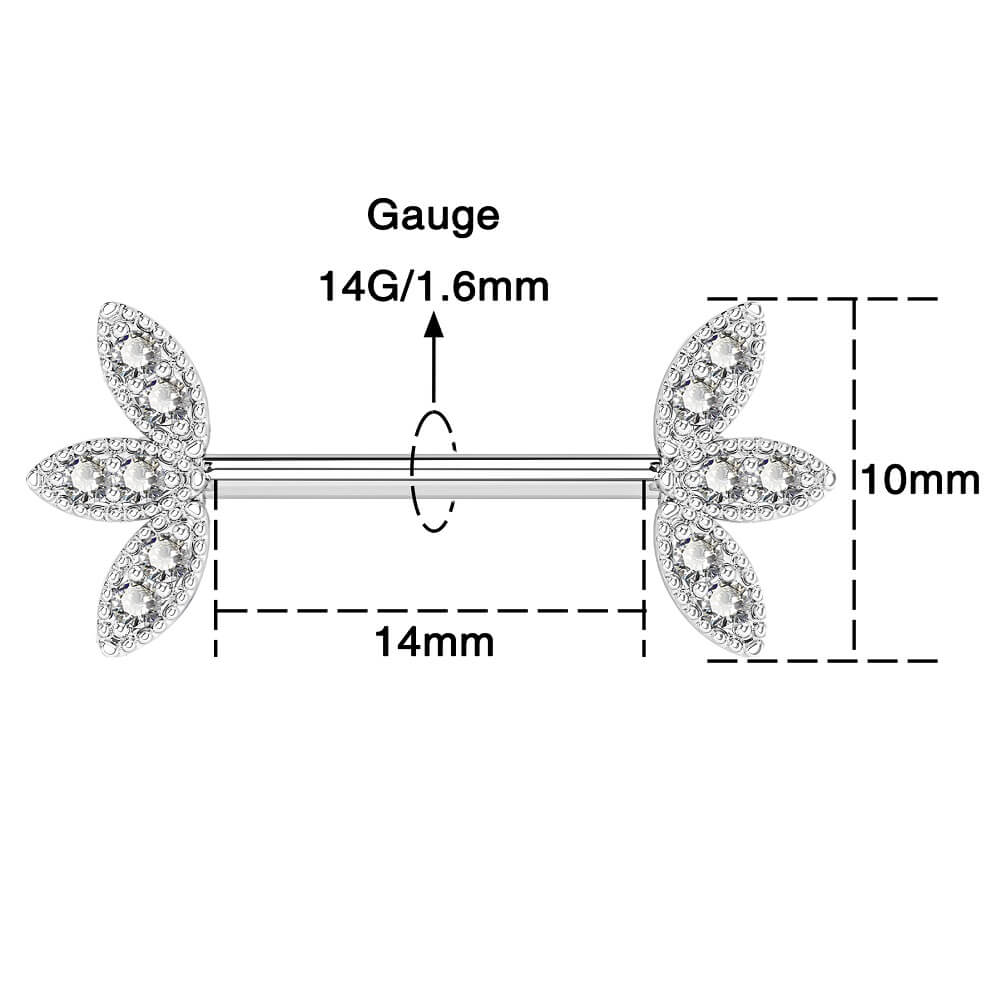 14g 14mm nipple barbell jewelry