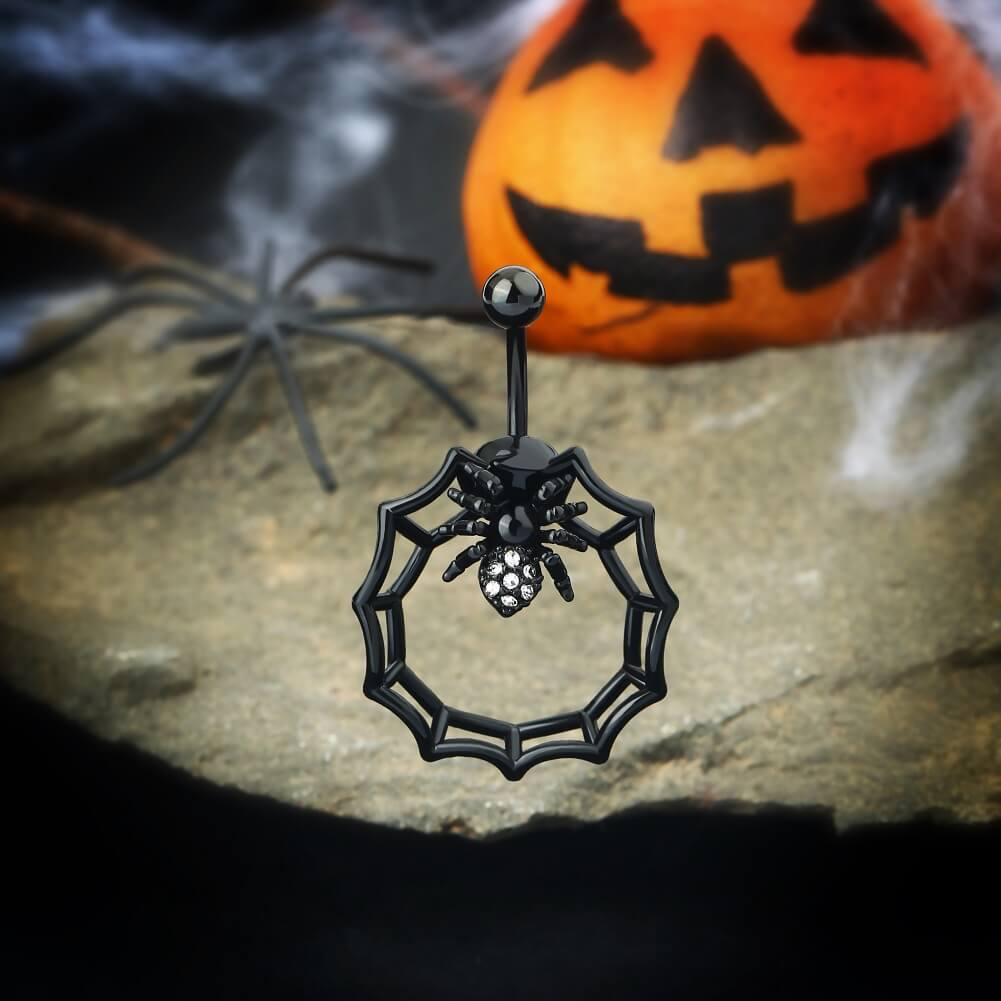 spider belly button ring