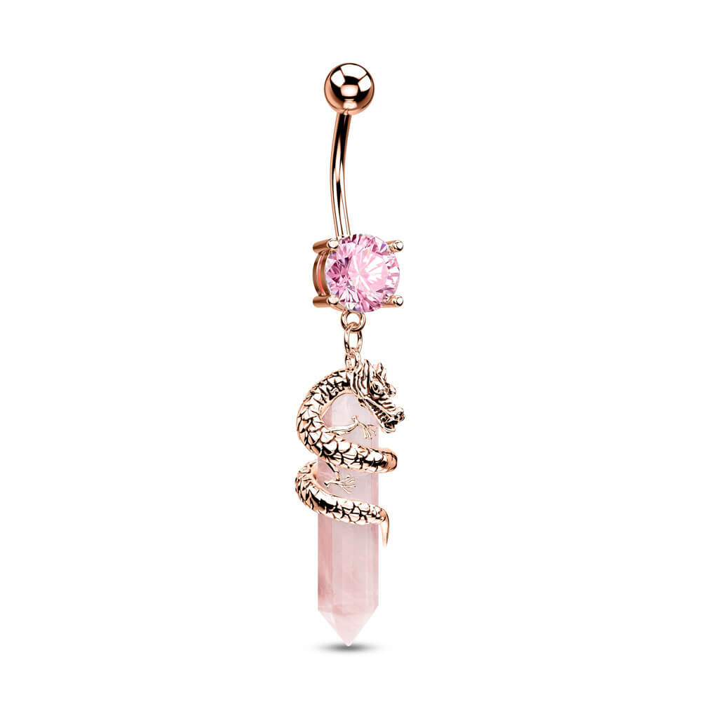 pink dragon belly button ring