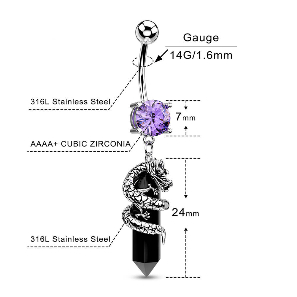 14g dragon belly button ring