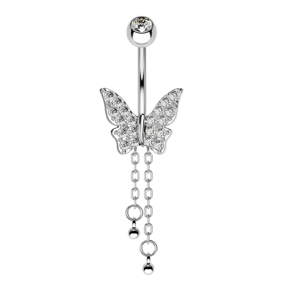 butterfly dangle belly ring