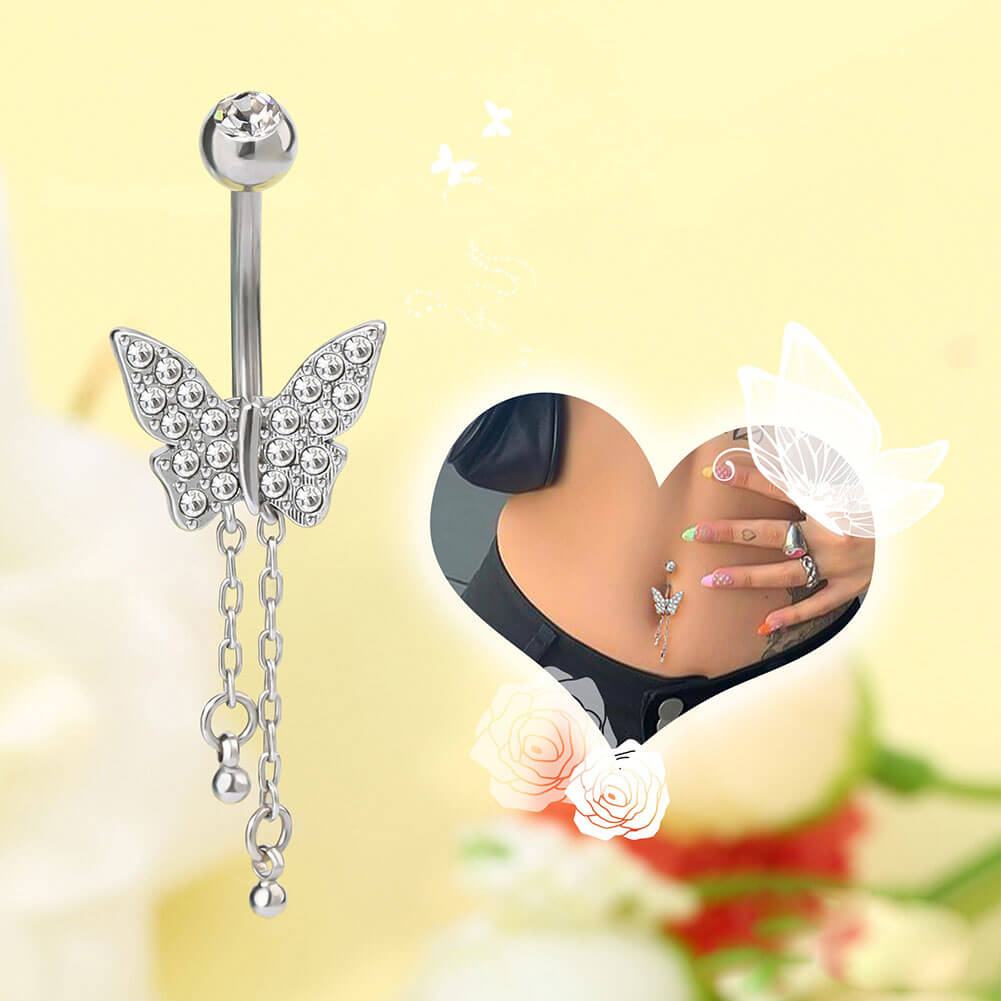 butterfly dangle belly ring