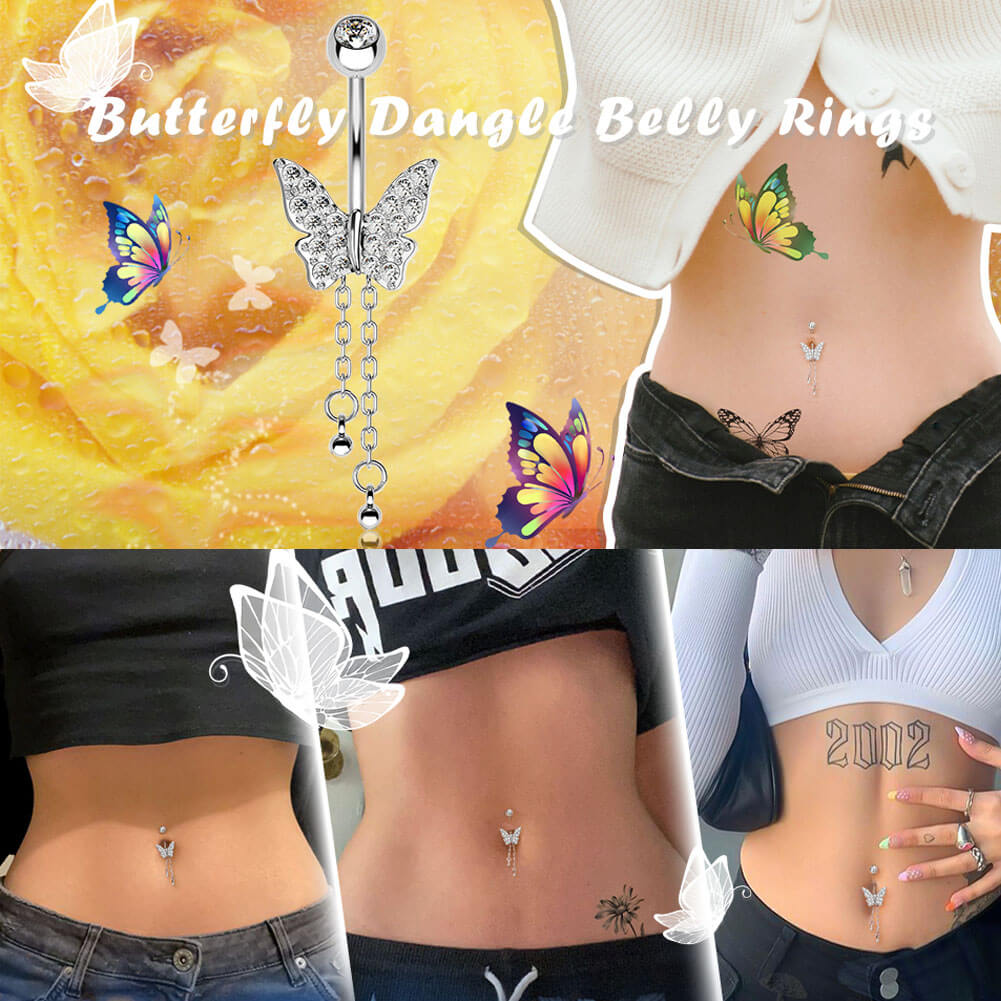 butterfly dangle belly ring