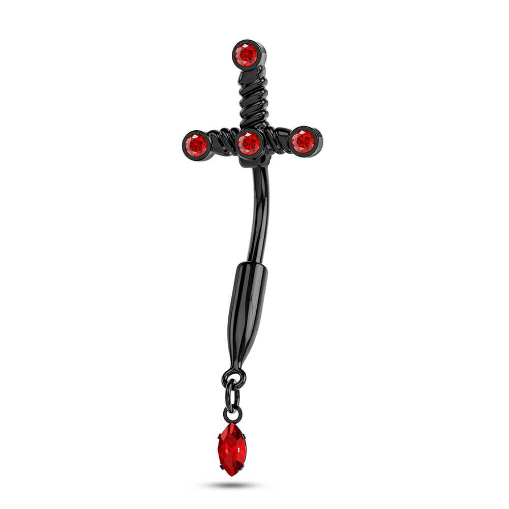 black sword dagger belly button ring