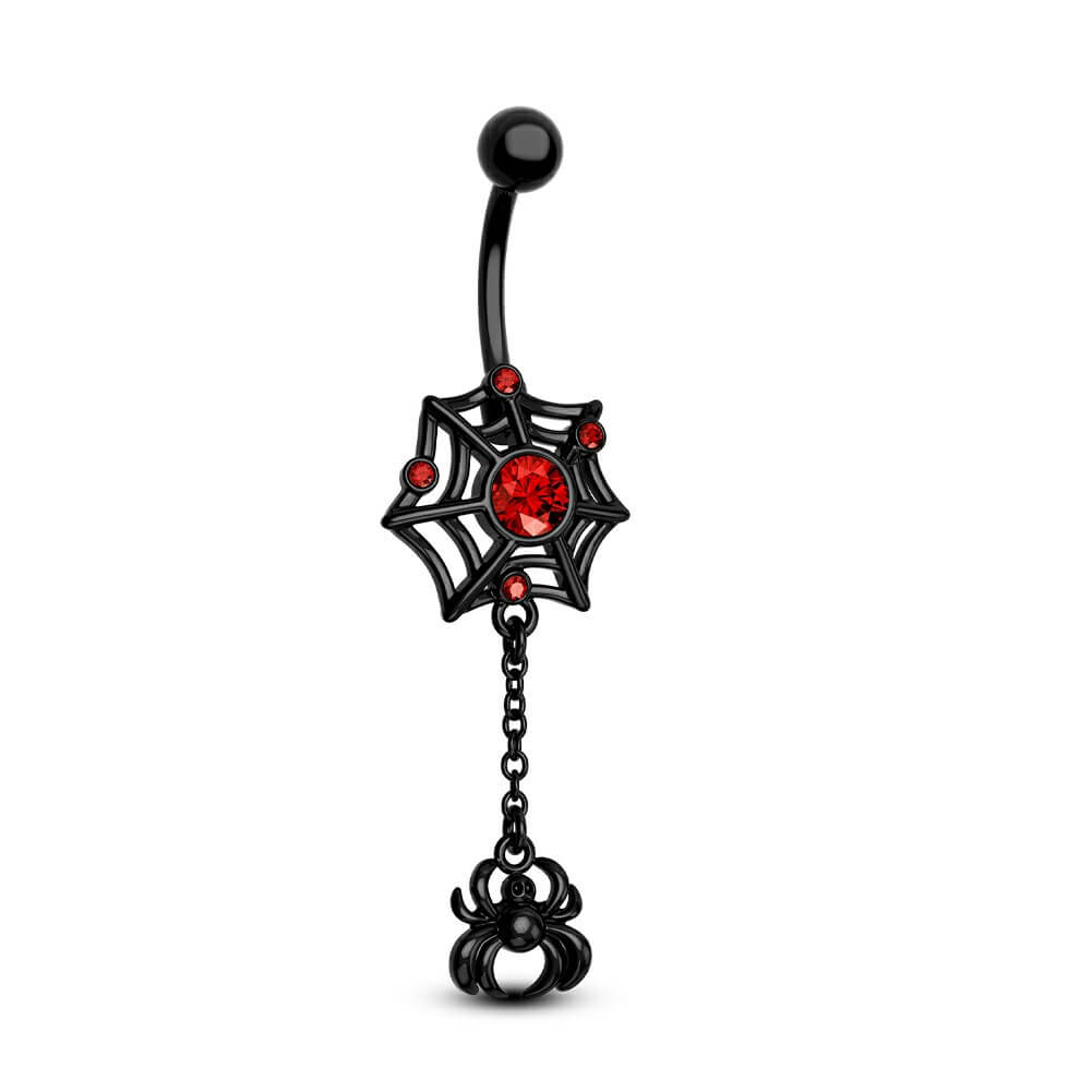 spider and web Halloween belly ring