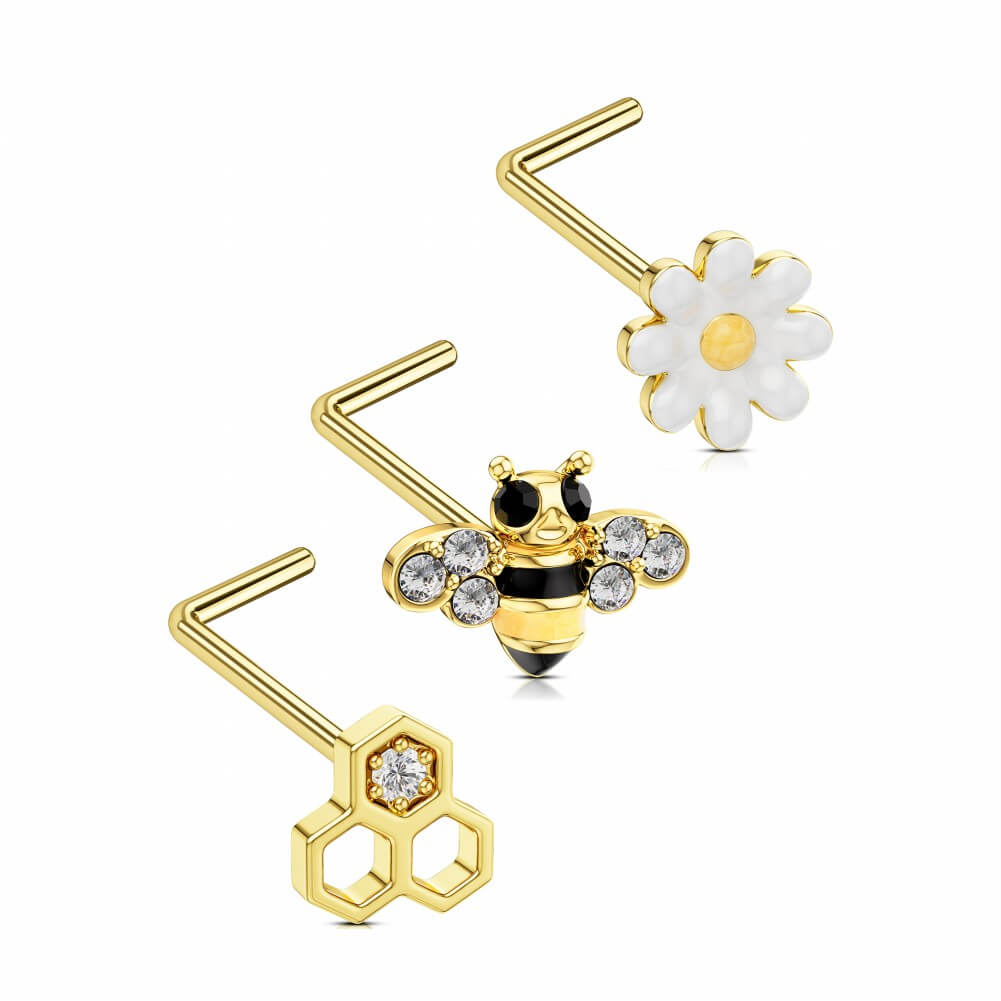bee and daisy nose stud 