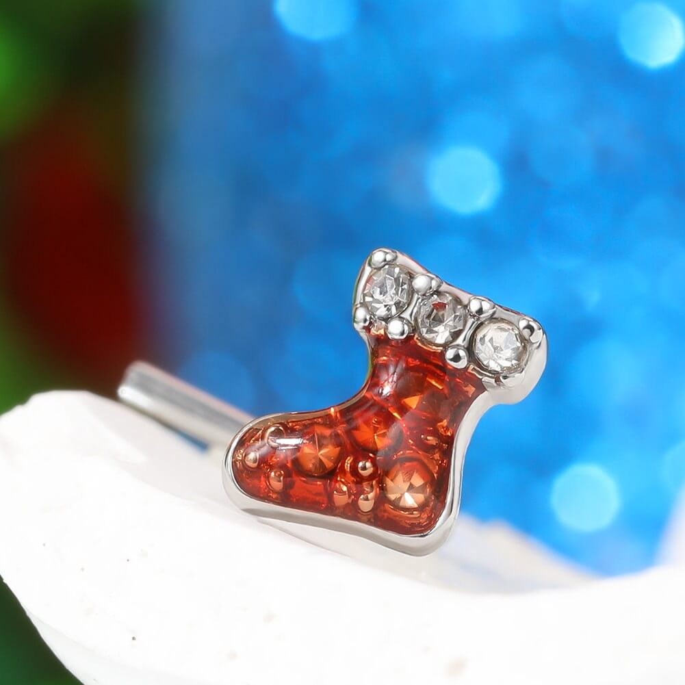 Christmas stock L shaped nose ring stud 