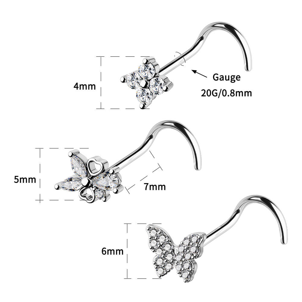 20g butterfly nose stud