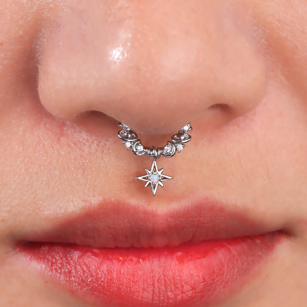 Septum Rings 16g 16G Dangle Septum Ring – Surgical Steel Clicker