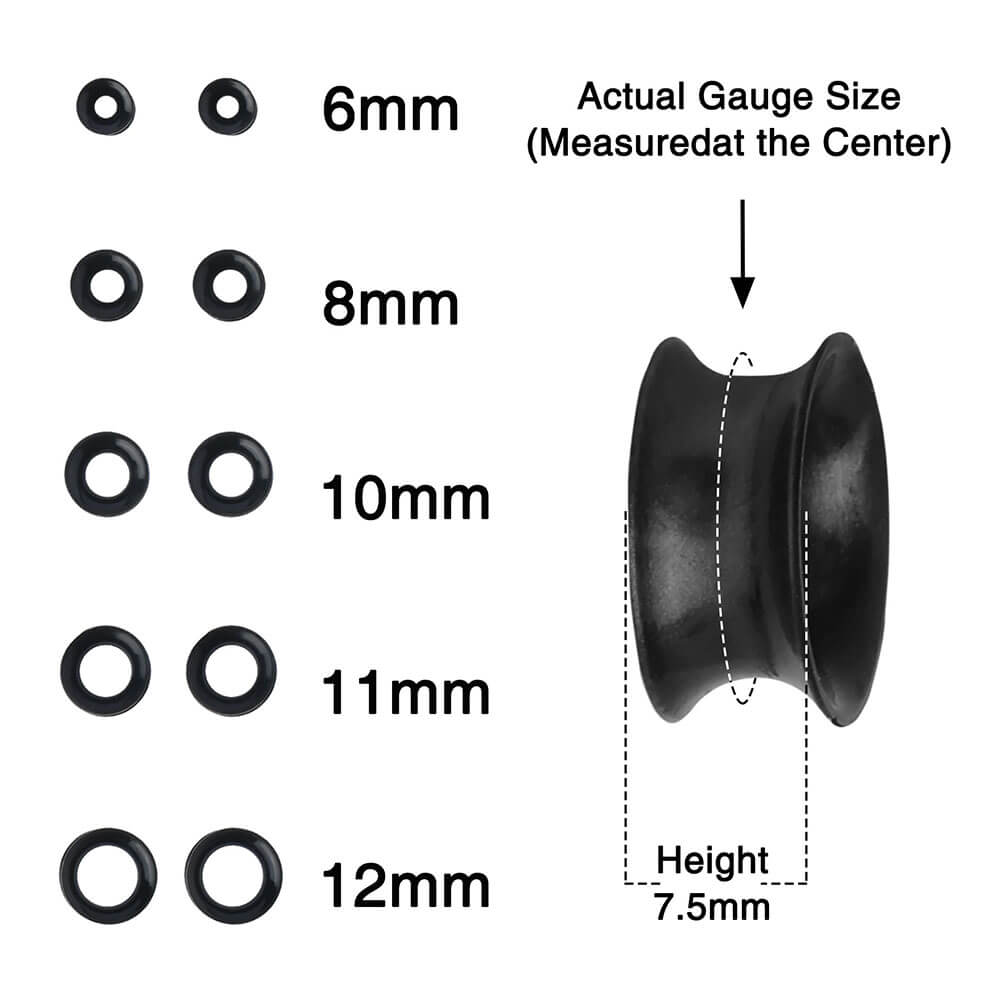 12PCS 6-12.7mm Tunnels de bouchons d'oreille en silicone à double évasement