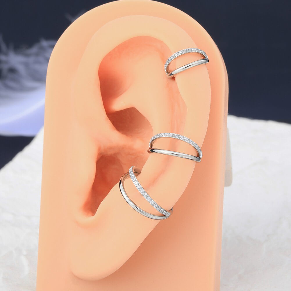 16G Double Hoop Hinged Segment Helix Conch Earrings