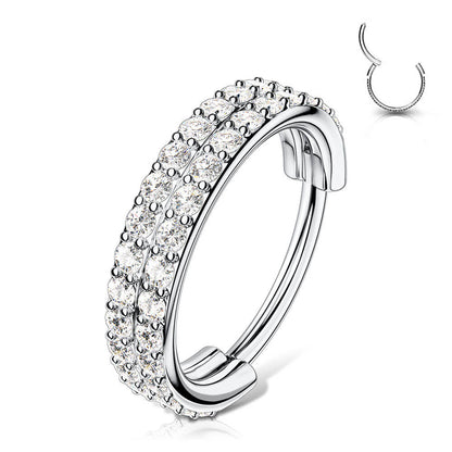 16G anillos dobles cristal con bisagras segmento clicker aro