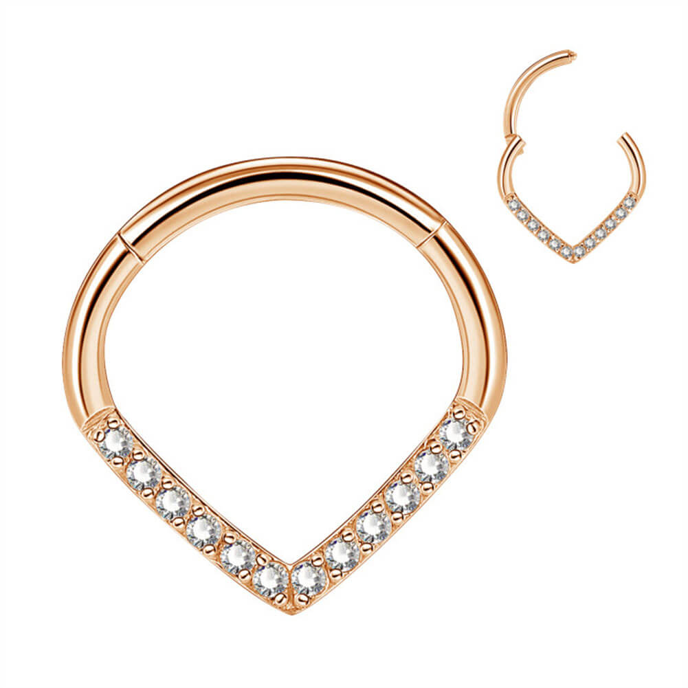 16g Triangle Septum Ring Rose Gold Septum Jewelry, Silver/Gold/Rose Gold, 8mm, 10mm, Rose Gold / 8mm