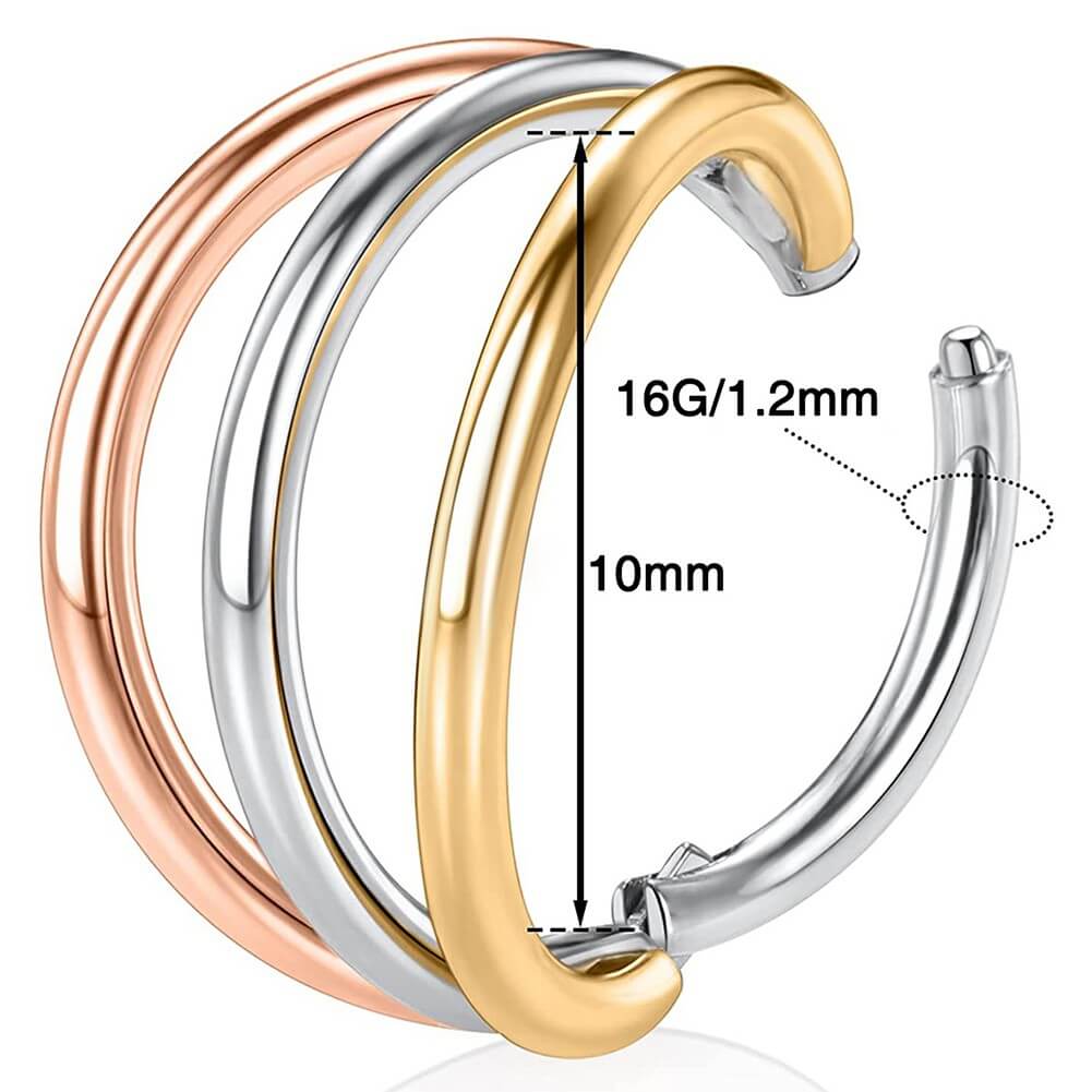 10mm triple helix piercing hoops