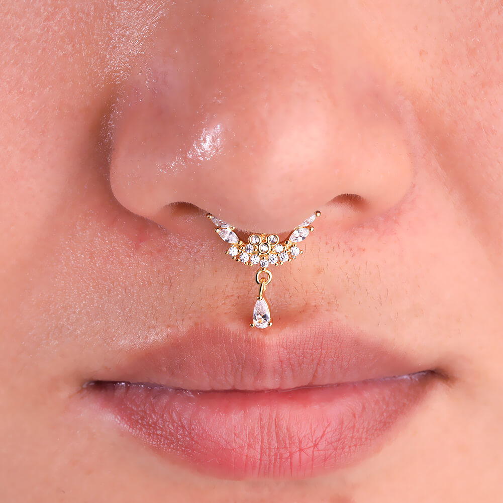 gold dangle septum ring