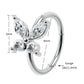 18G Butterfly CZ Nose Ring Helix Daith Hoop Earring