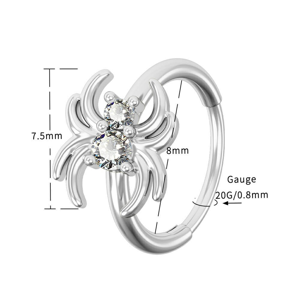 20G Spider CZ Nose Ring Helix Hoop Earring