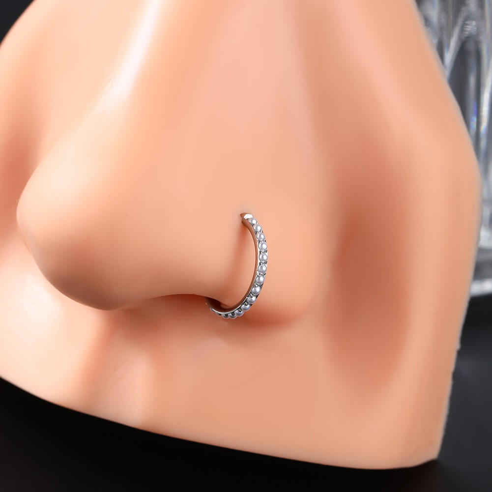 steel pearl nose ring