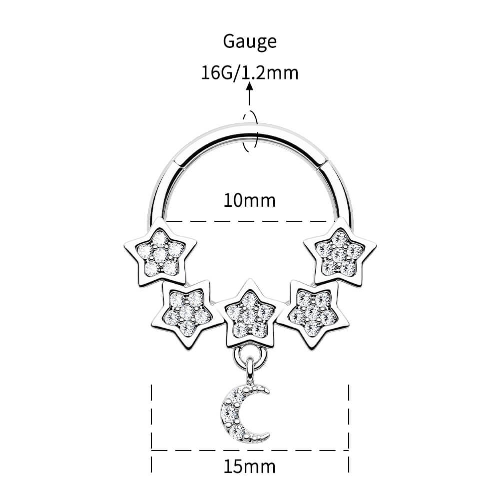 10mm star and moon septum ring