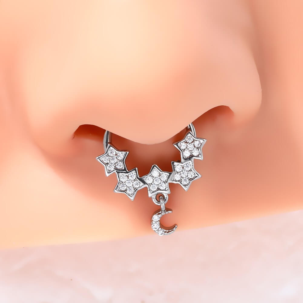 16g star and moon septum ring