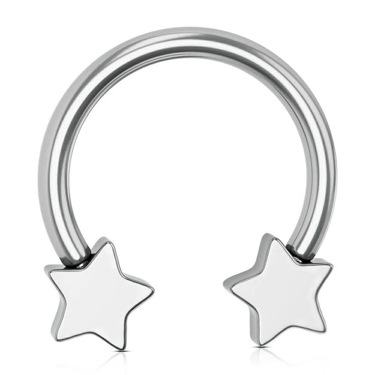 16G/14G Titanium Five-star Shaped Horseshoe Ring
