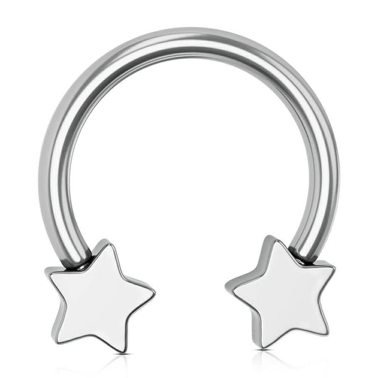 16G Titanium Five-star Shaped Horseshoe Ring