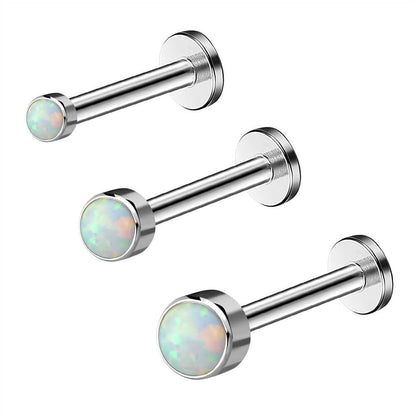 16G Round Opal CZ Titanium Triple Forward Helix Jewelry