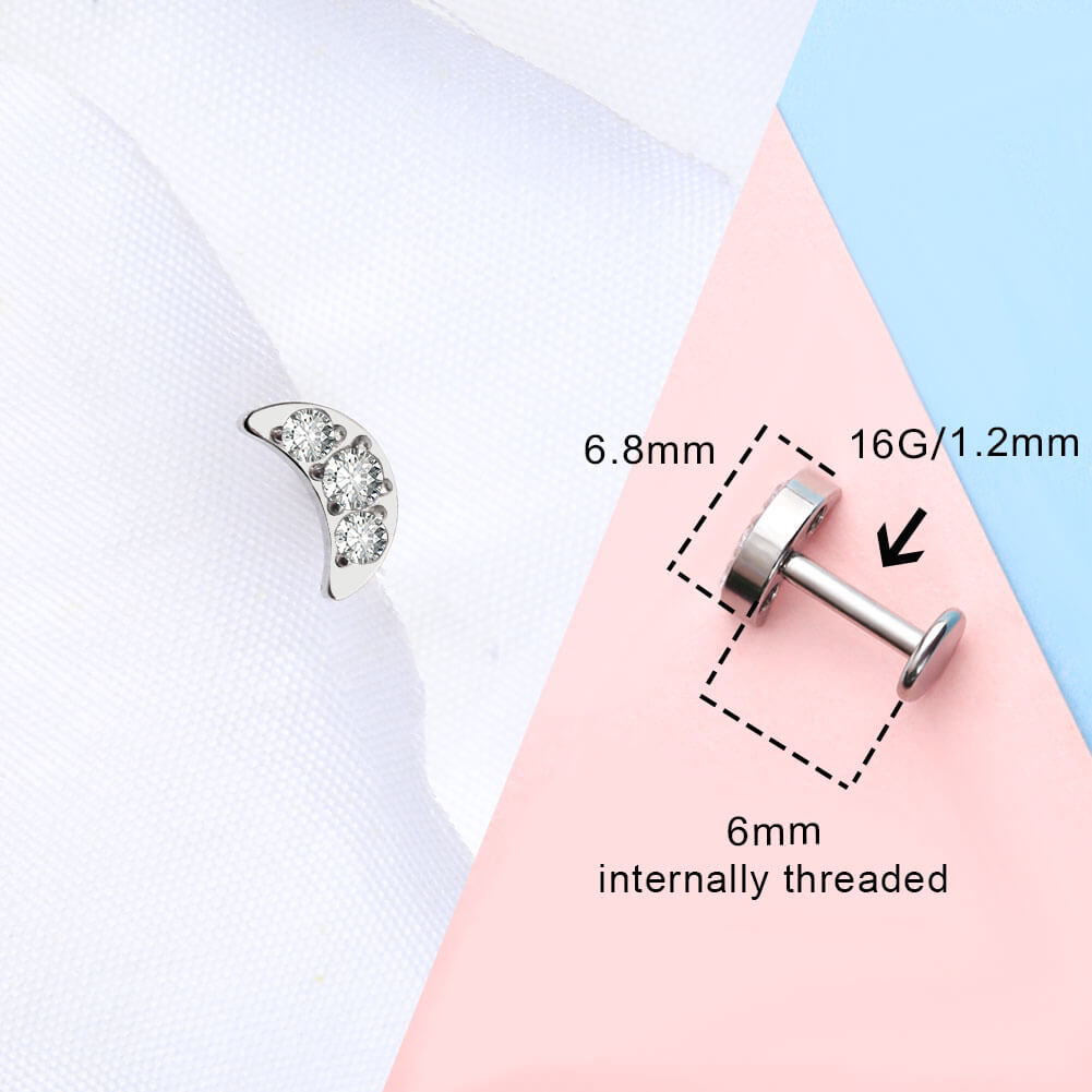 internally threaded cartilage stud earrings