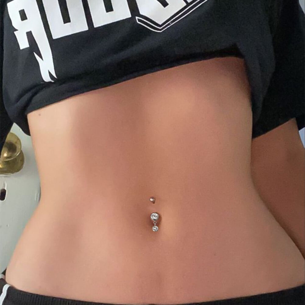 dangle double belly button piercing