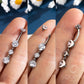14G Titanium Internally Threaded Dangle CZ Gems Belly Button Ring