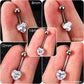 14G Titanium Classic Heart CZ Belly Button Rings