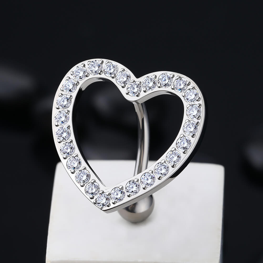 diamond heart shaped belly button rings