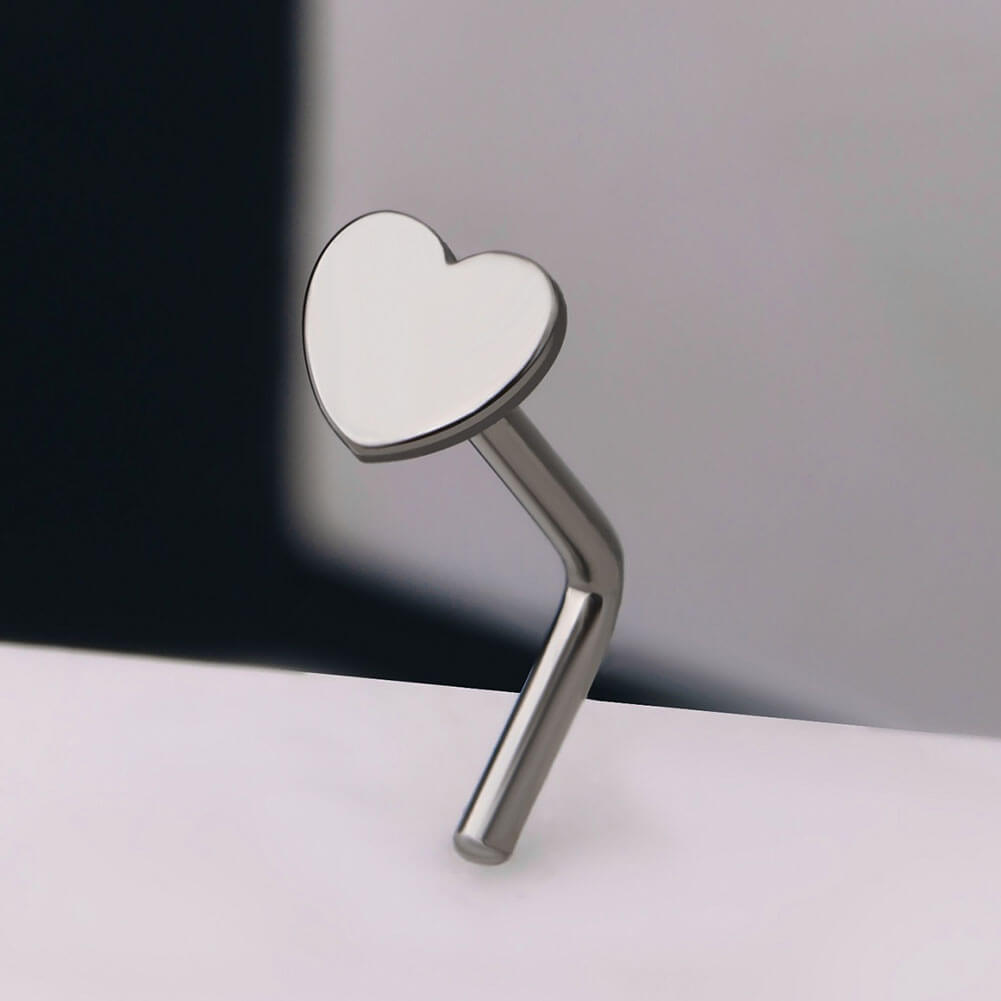 titanium heart stud nose ring